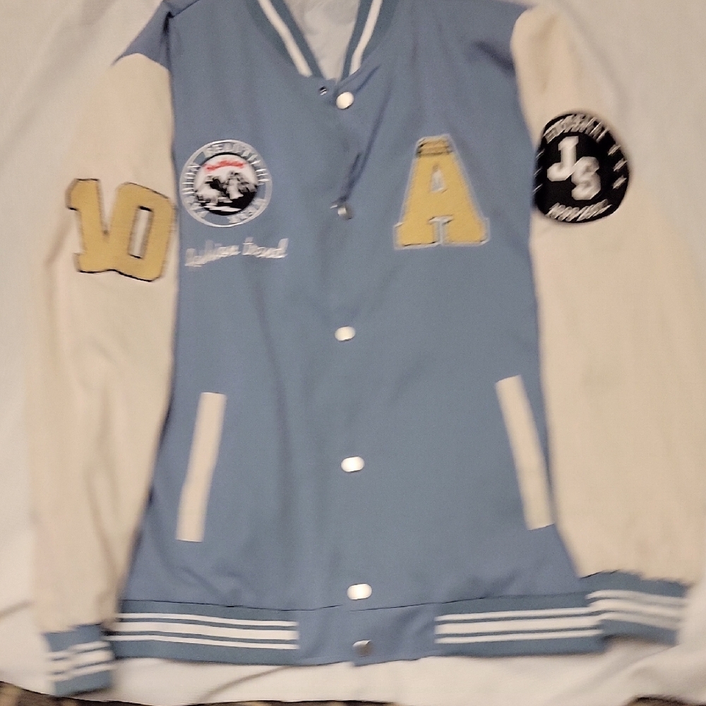 Blue and Cream Lined Varsity Jacket